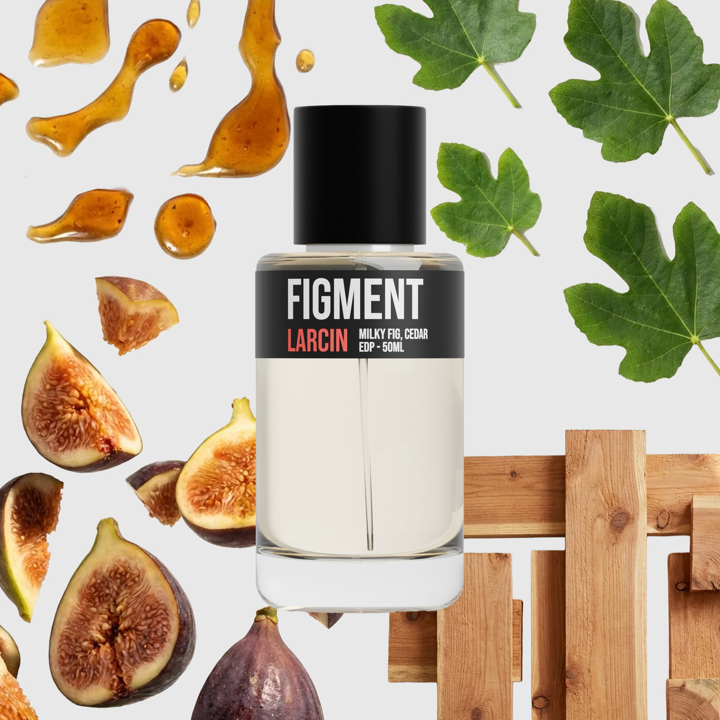 Figment scent notes — fig leaf, creamy fig, coconut, cedar — Larcin