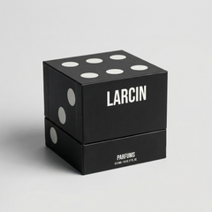 Larcin dice-style perfume discovery set box, front view